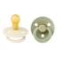 Set of 2 Colour Latex Round Teat Soothers, +0 months, Ivory - Sage, Bibs