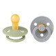 Set of 2 Colour Latex round teat soothers, +0 months, Sage - Cloud, Bibs