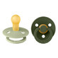 Set of 2 Colour Latex round teat soothers, +0 months, Sage - Hunter Green, Bibs