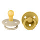 Set of 2 Colour Latex Round Nipples, +0 months, Vanilla - Mustard, Bibs
