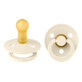 Set of 2 Colour Latex Round Teat Soothers, +6 months, Ivory - Ivory, Bibs