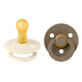 Set of 2 Colour Latex Round Teat Soothers, +6 months, Ivory - Petrol, Bibs