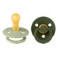 Set of 2 Colour Latex Round Teat Soothers, +6 months, Sage - Hunter Green, Bibs