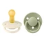 Set de 2 chupetes con tetina redonda de látex De Lux, +6 meses, Marfil - Salvia, Baberos