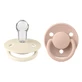 Lot de 2 sucettes rondes universelles en silicone De Lux, 0-3 ans, Ivoire - Blush, Bavoirs