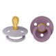 Set of 2 latex soothers with symmetrical teat Colour Latex, +0 months, Grey - Mauve, Bibs