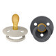 Set of 2 latex soothers with symmetrical teat Colour Latex, +6 months, Sand - Iron, Bibs