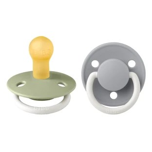 Set de 2 chupetes fosforescentes con tetina redonda universal de látex De Lux Glow, +0 meses, Sage - Cloud, Baberos