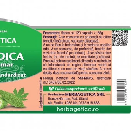 Extracto de pepino amargo Momordica, 120 cápsulas, Herbagetica
