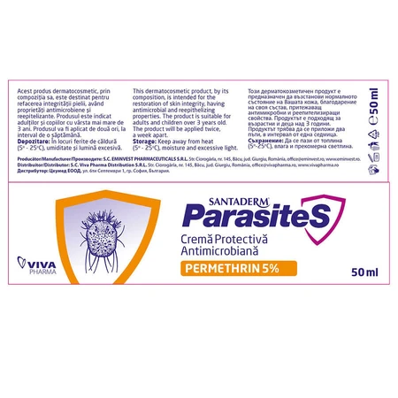 Antimikrobielle Schutzcreme mit Permethrin 5%, 50 ml, Santaderm