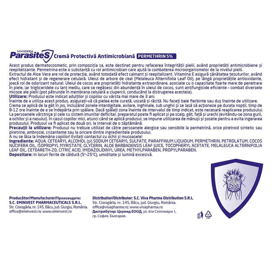 Antimikrobielle Schutzcreme mit Permethrin 5%, 50 ml, Santaderm