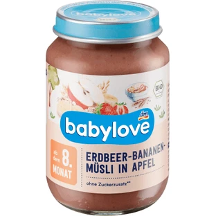 Babylove aardbei, banaan, mos &amp; appel 8+ ECO, 190 g