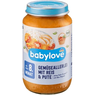 Babylove verduras con arroz y pavo 8+ ECO, 220 g