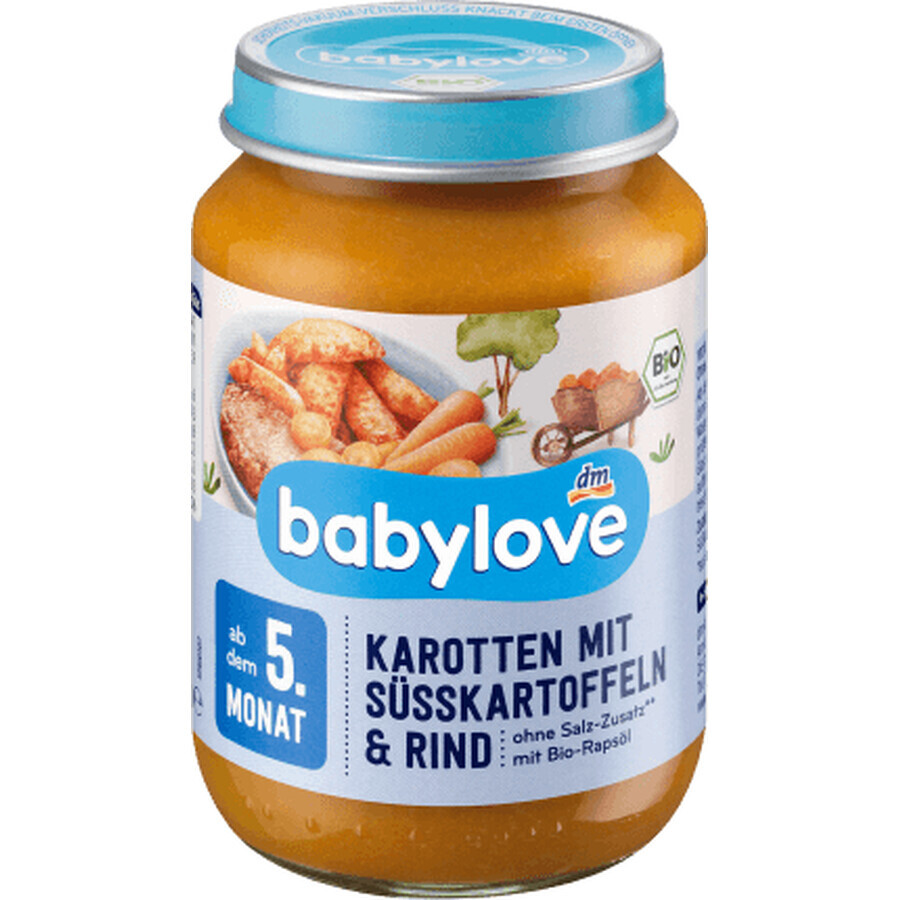 Cumpără Babylove morcovi, cartofi dulci cu vită 5+ ECO, 190 g Babylove morcovi, cartofi dulci cu vită 5+ ECO, 190 g
