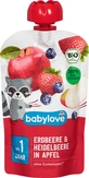 Babylove Aardbeienpuree met bosbessen en appel ECO, 1+, 100 g