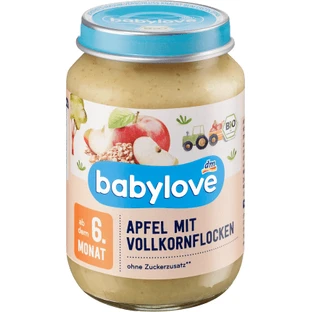 Babylove Puré de manzana con cereales ECO, 6+, 190 g