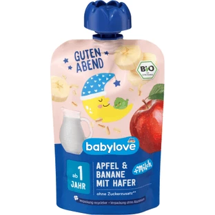 Babylove Puré de manzana con plátano y avena ECO a partir de 1 año, 100 g