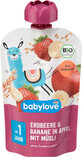 Babylove Strawberry Pouches with Banana and Cereal ECO, 1+, 100 g
