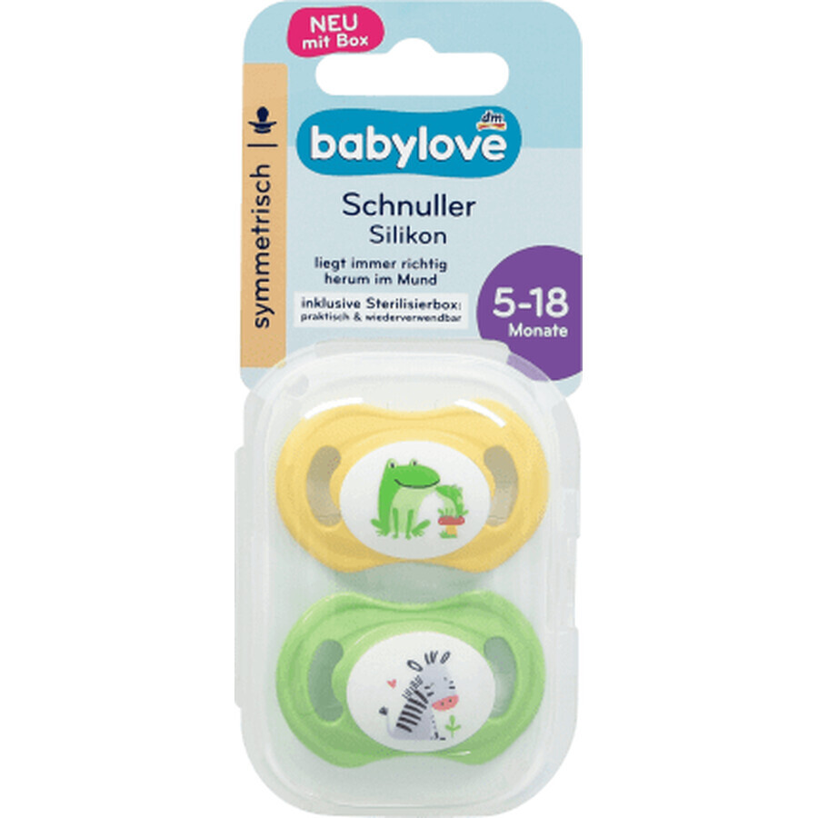 Babylove Sucette symétrique en silicone 5-18 mois, 2 pièces