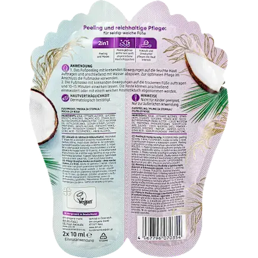 Balea Mascarilla y exfoliante para pies 2x10ml, 20 ml