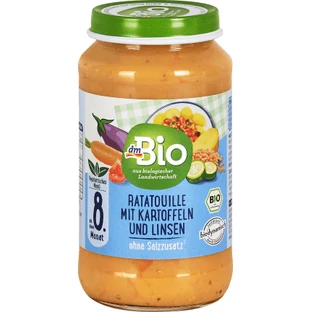 DmBio Guiso de patatas y lentejas menú 8+, 220 g