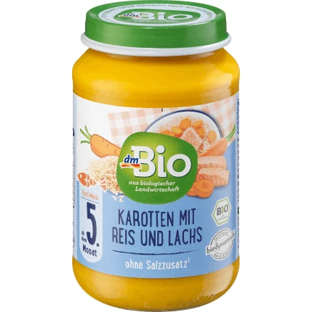 Dm Bio Rice DmBio Menu carrots with rice and salmon ECO 5+, 190 g — price, product ...