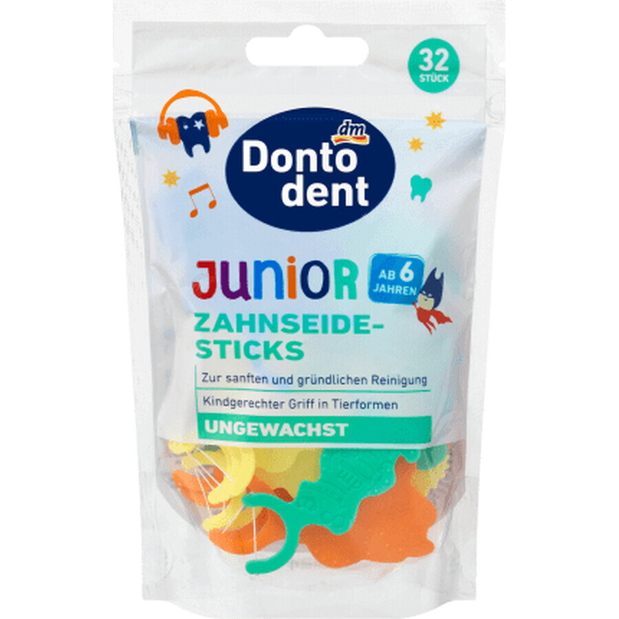 Winkel op Dontodent ongecoate flosdraadstaafjes voor kinderen, 32 stuks Dontodent ongecoate flosdraadstaafjes voor kinderen, 32 stuks
