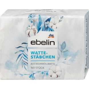 Ebelin Wattestäbchen in einer Schachtel, 160 Stück