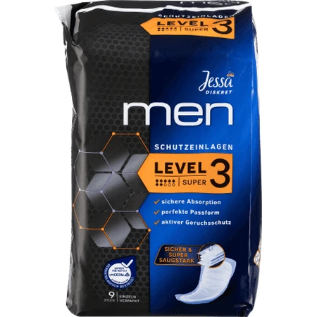 Jessa DISKRET Men, absorbentes nivel 3 super, 9 uds.