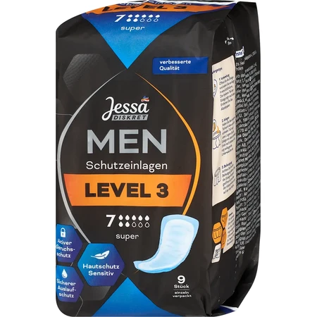 Jessa DISKRET Men, absorbentes nivel 3 super, 9 uds.