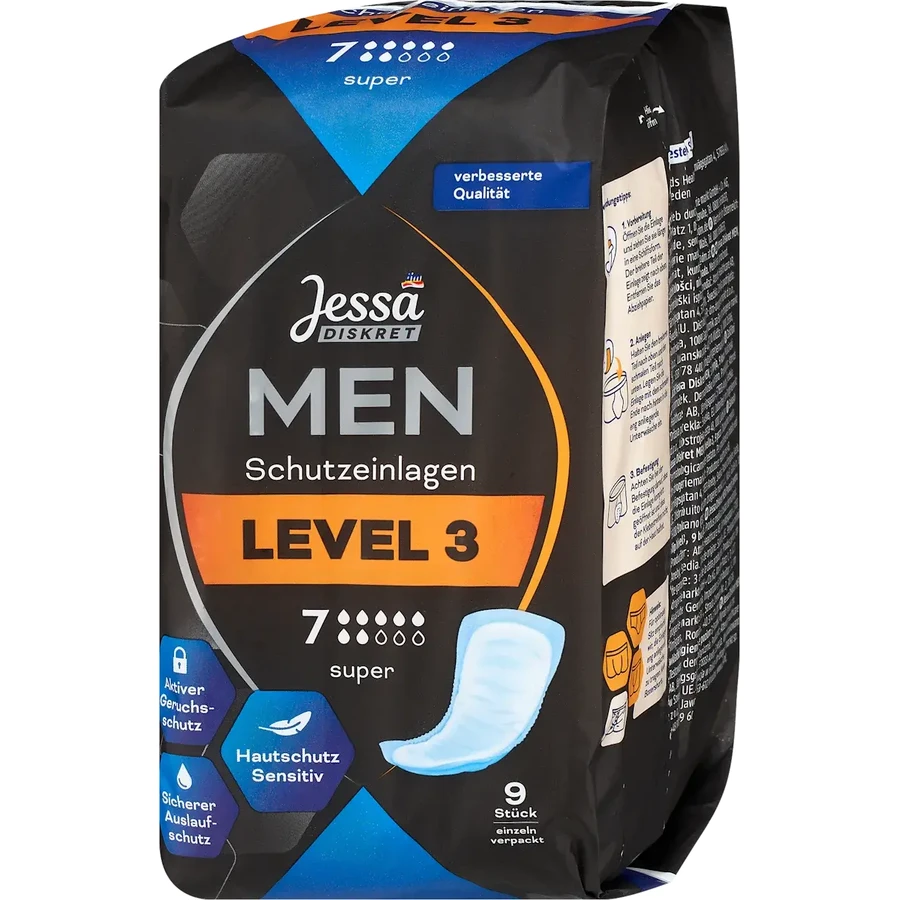 Jessa DISKRET Men, absorbentes nivel 3 super, 9 uds.
