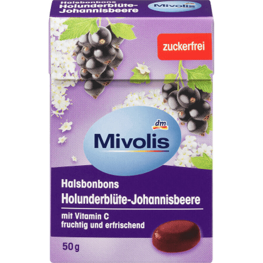 Comprar Mivolis Caramelos de saúco y grosella negra sin azúcar, 50 g Mivolis Caramelos de saúco y grosella negra sin azúcar, 50 g