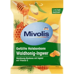 Mivolis Honing en Gember Nek Snoepje, 75 g