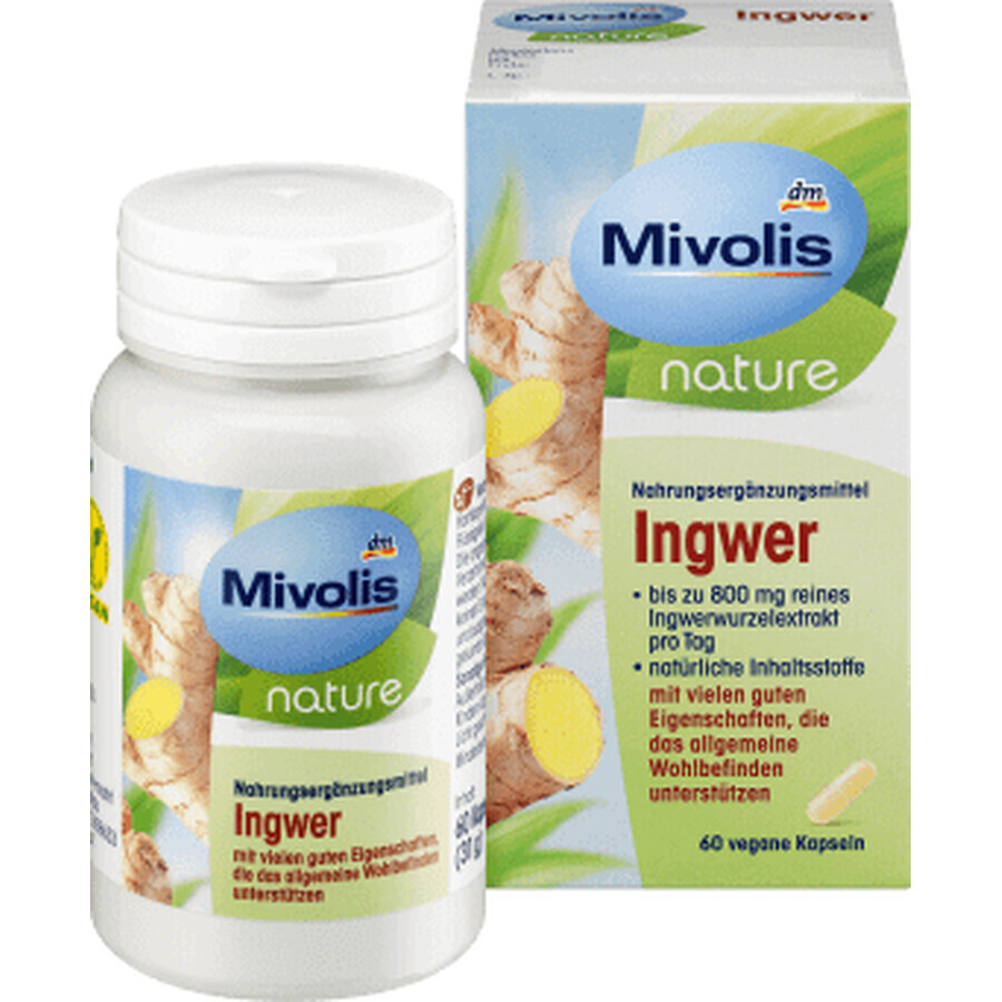 Mivolis Natur Ingwer-Kapseln, 31 g, 60 Veg-Kapseln