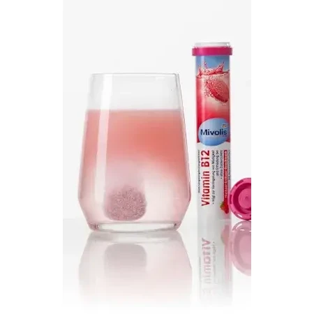 Mivolis Vitamine B bruistabletten framboos en aardbei, 82 g