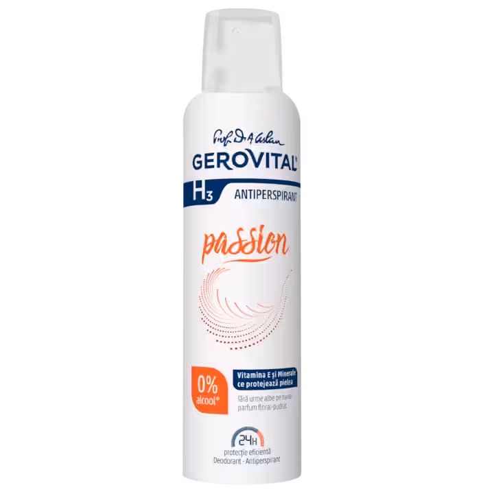 Gerovital H3 Passion Antitranspirant Deodorant, 150 ml, Farmec