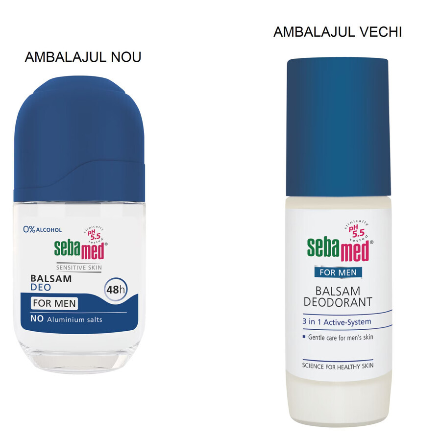 Déodorant baume roll-on pour hommes Sensitive, 50 ml, sebamed