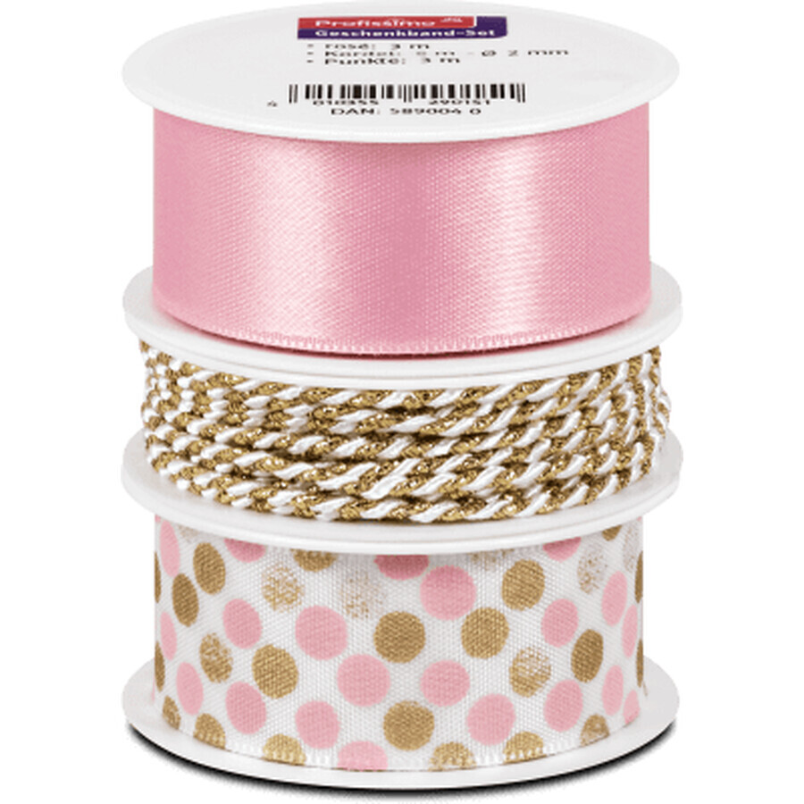 Buy Profissimo Gift ribbon set pink/gold-gold-white, 11 m Profissimo Gift ribbon set pink/gold-gold-white, 11 m