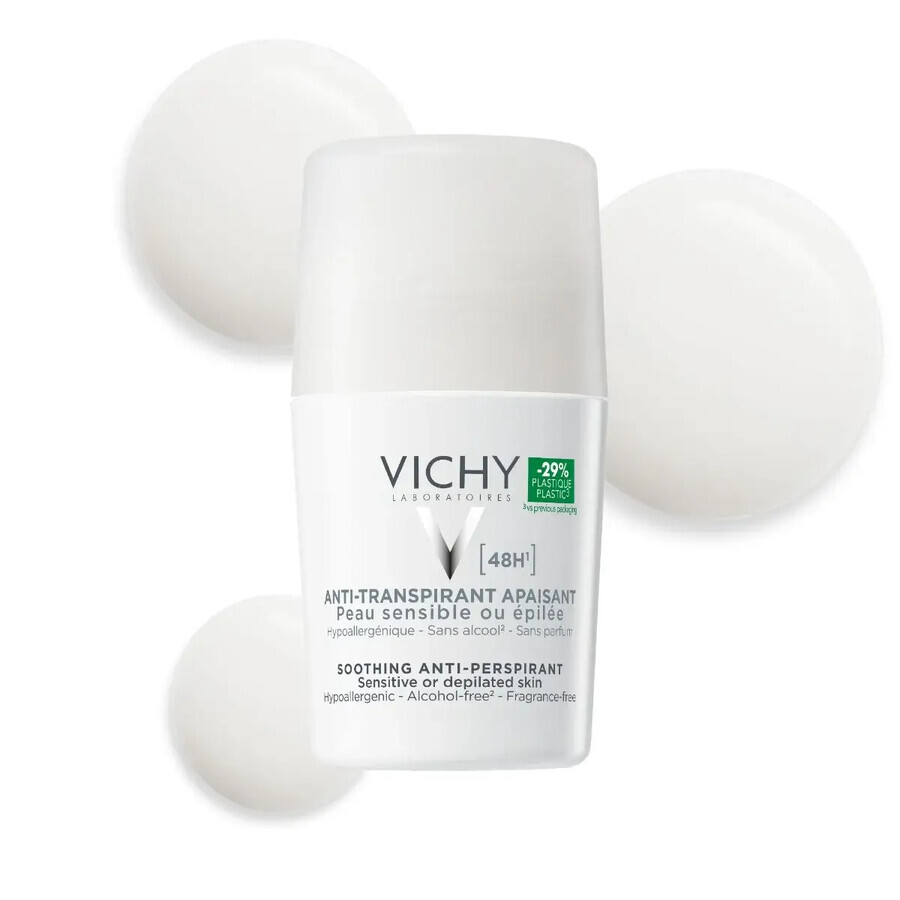 Vichy 48h Antitranspirante desodorante roll-on sin perfume, 50 ml