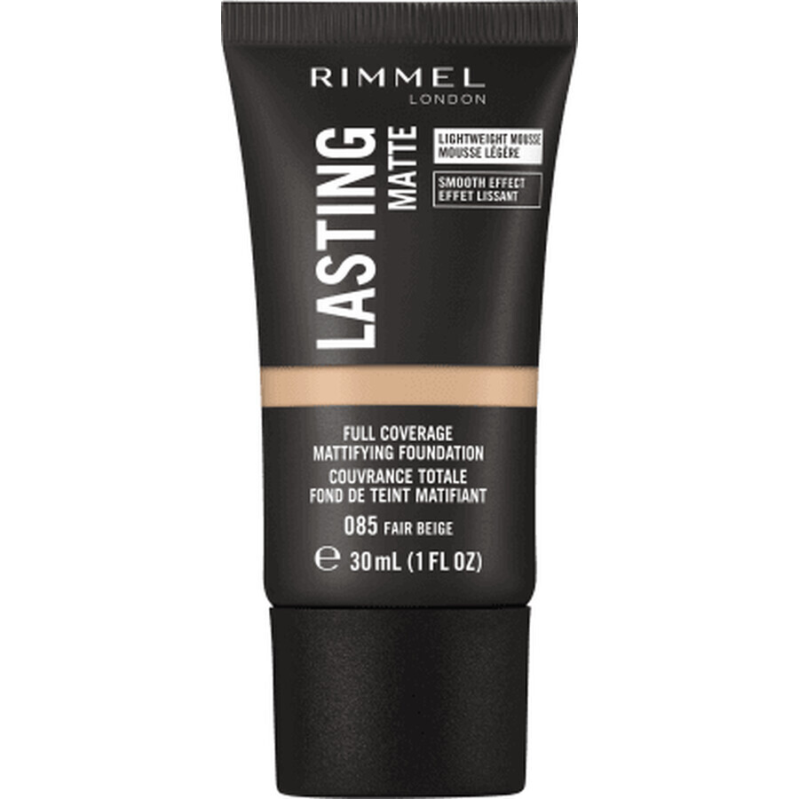 Rimmel London Fond de ten Lasting Matte 085 Fair Beige, 30 ml