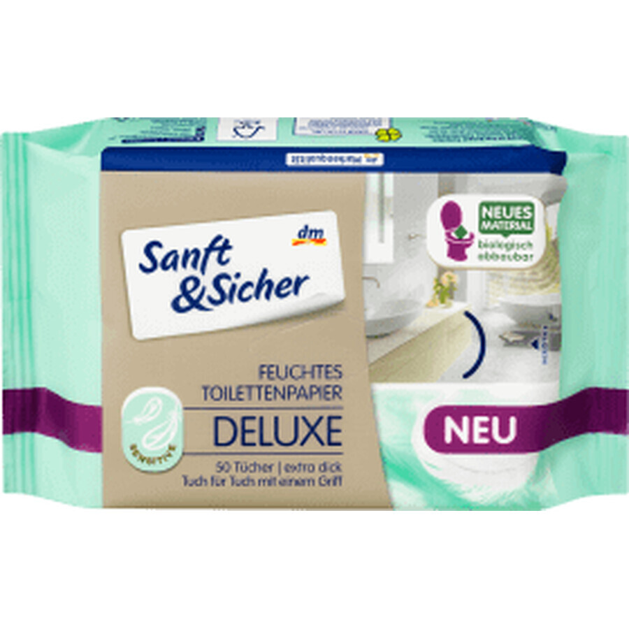 Buy Sanft&Sicher Deluxe Sensitive wet toilet paper, 50 pcs Sanft&Sicher Deluxe Sensitive wet toilet paper, 50 pcs