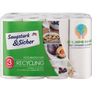 Saugstark&amp;Sicher Recycling Kitchen Towels 3 ply, 8 pcs