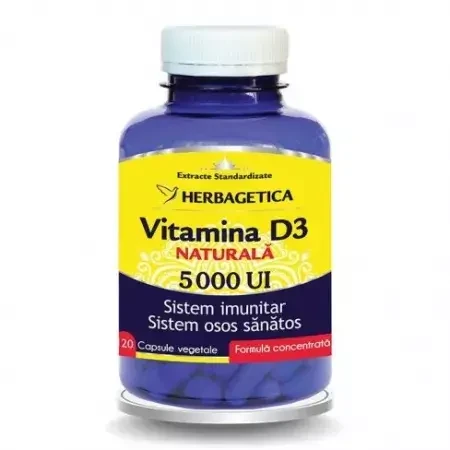 Detrix Forte Vitamina D3 5000 IU, 120 cápsulas, Herbagetica